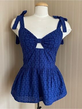 Sofia Jeans by Sofia Vergara 100% Cotton Eyelet Tank in Cobalt Blue Women’s S